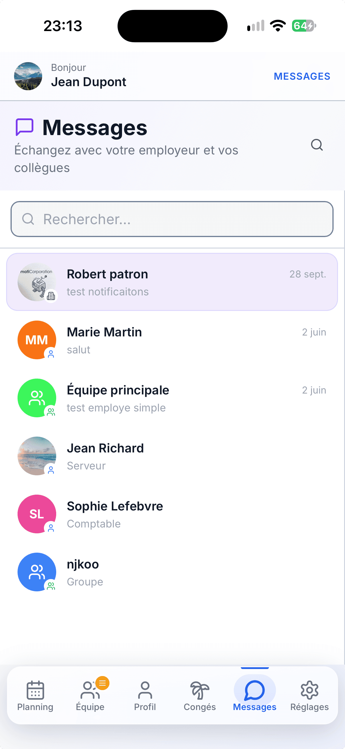 Messagerie interne TRHOM